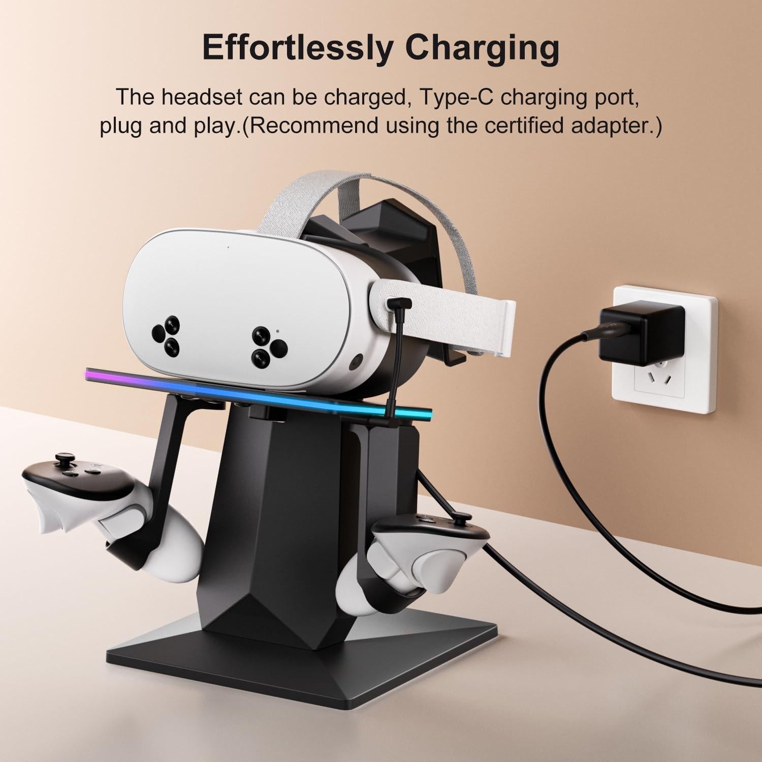 Base de Carga Rápida ODGG para Meta Quest 2/3/3S con RGB