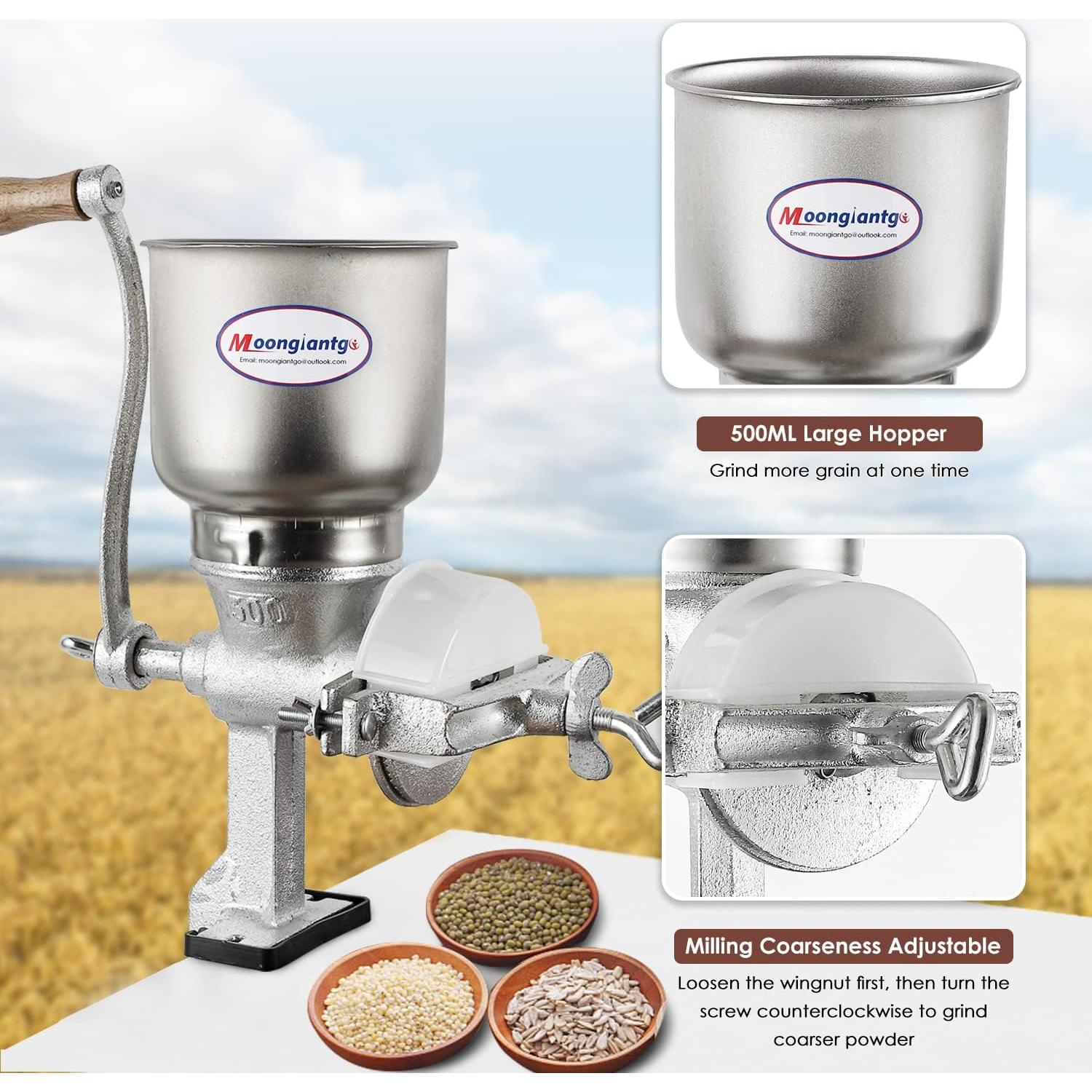 Molino de Maíz Manual Moongiantgo Hierro Fundido 2.5kg