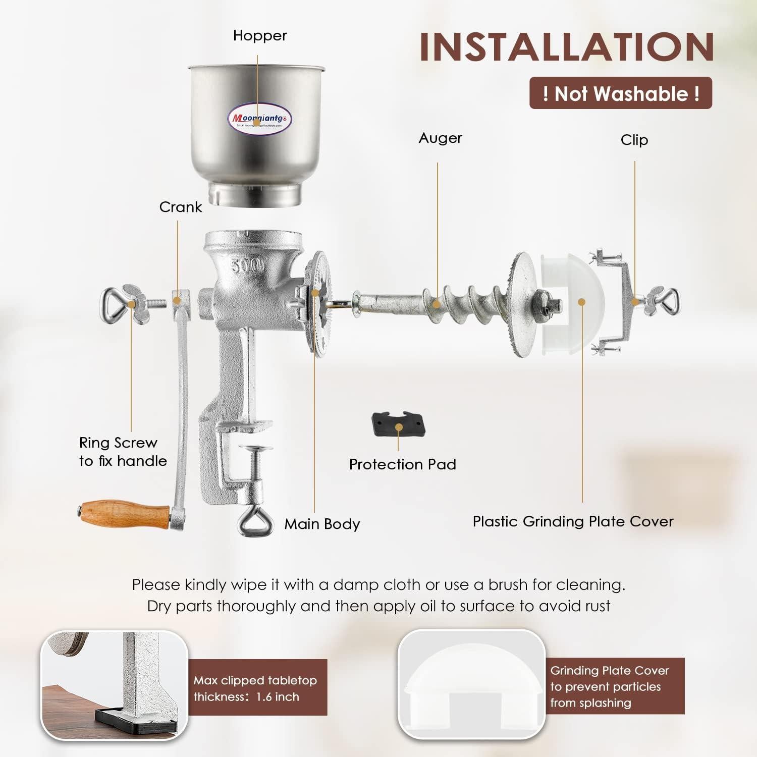 Molino de Maíz Manual Moongiantgo Hierro Fundido 2.5kg