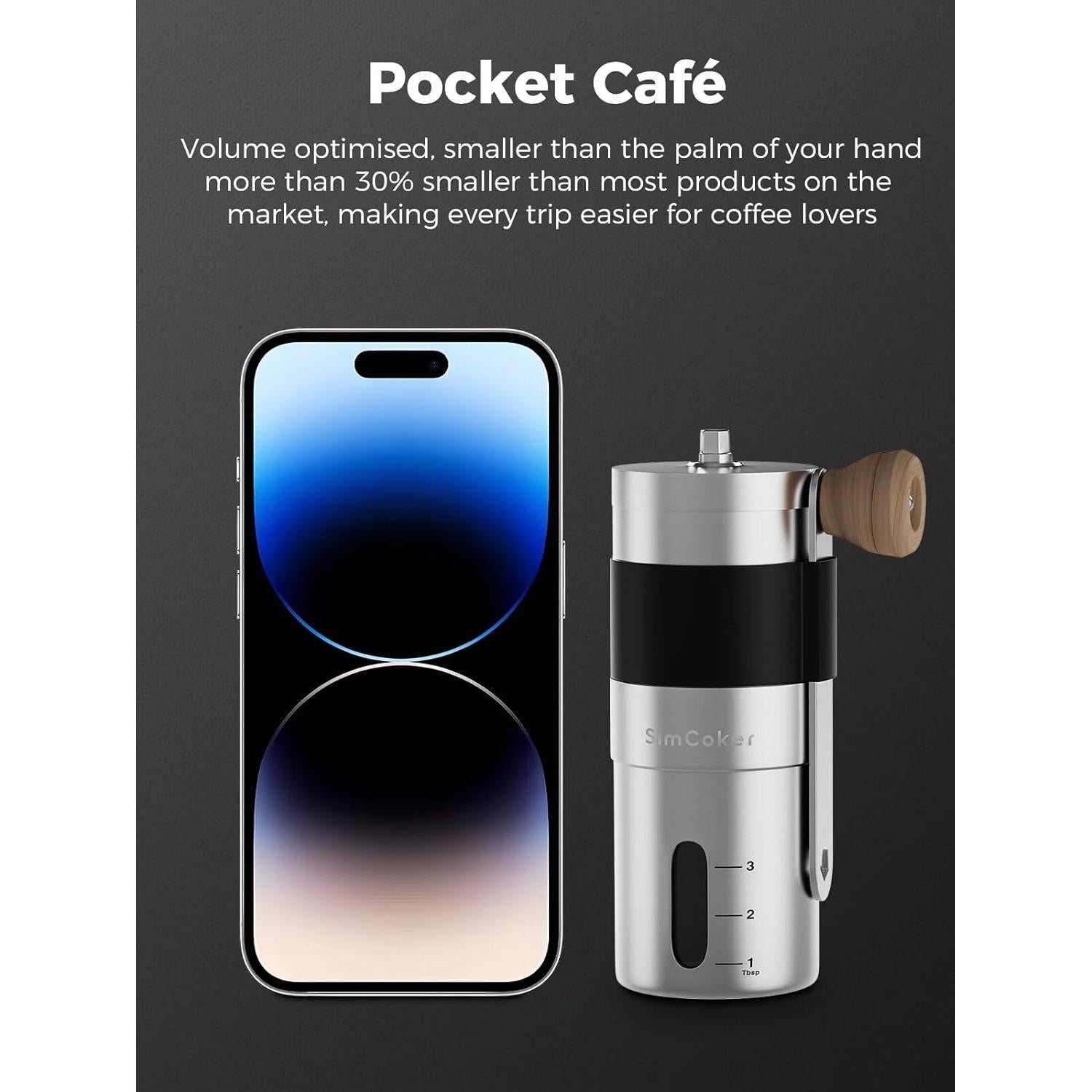 Molino de Café Manual SimCoker Acero Inoxidable 300g