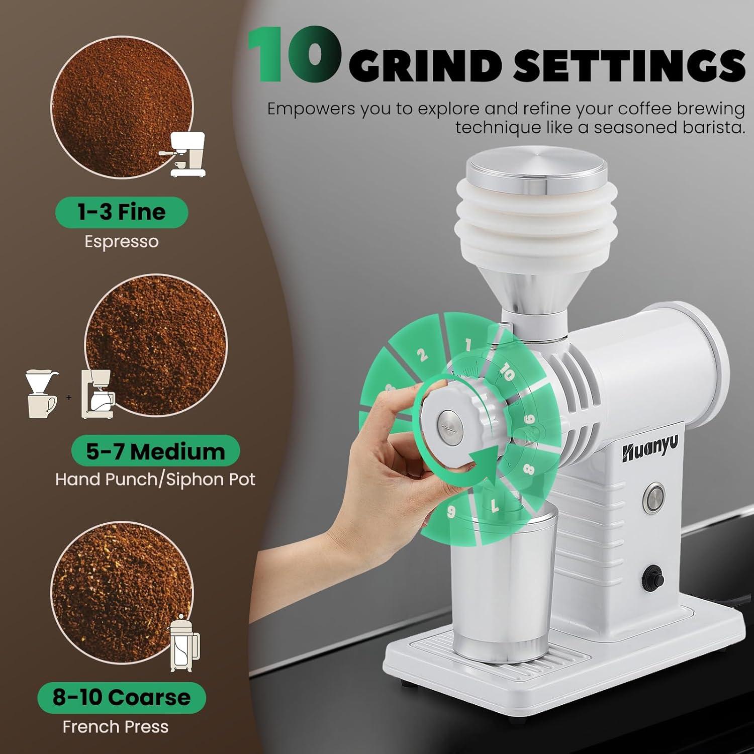 Molino de Café Eléctrico Huanyu BP con Muela de Titanio 226g