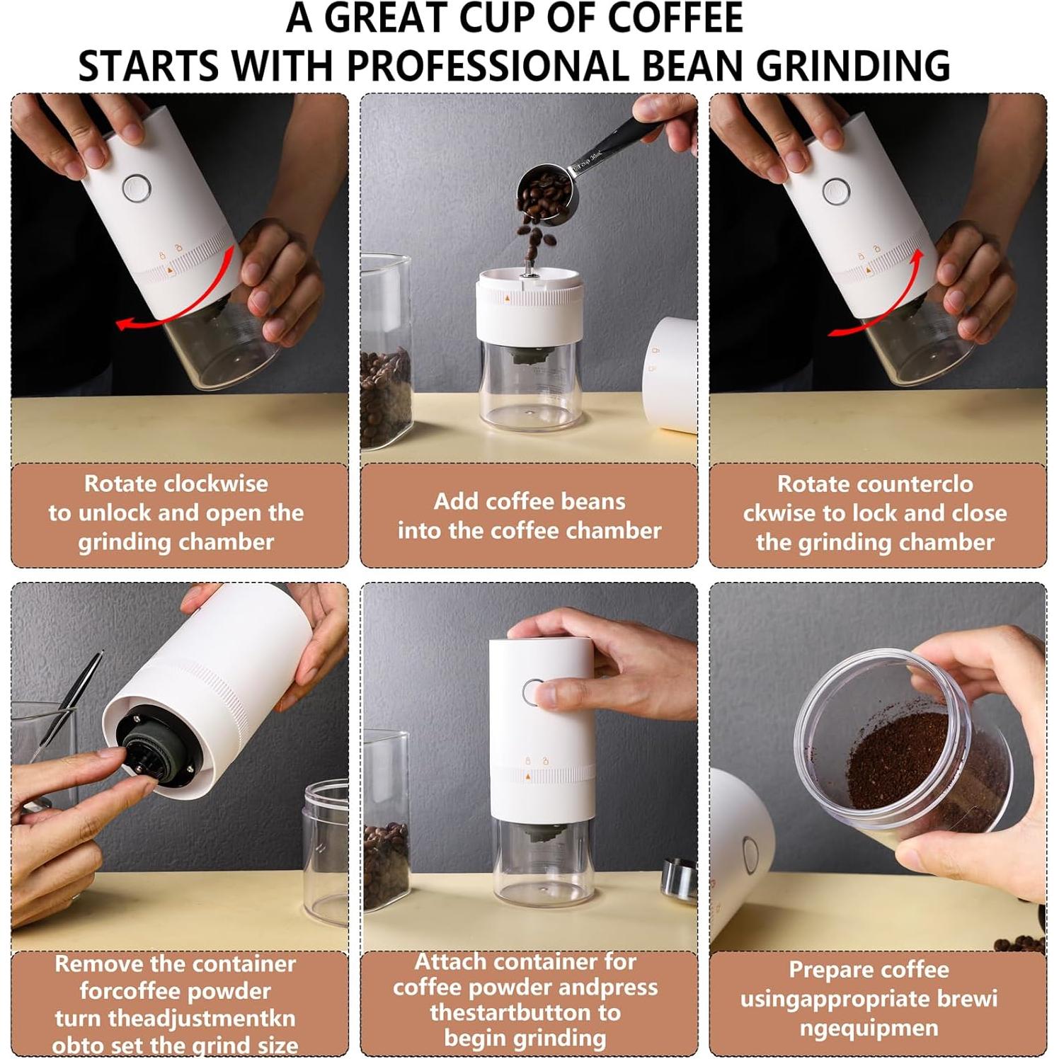 Molinillo de Café Eléctrico Portátil MOSYONE Blanco 0.49kg