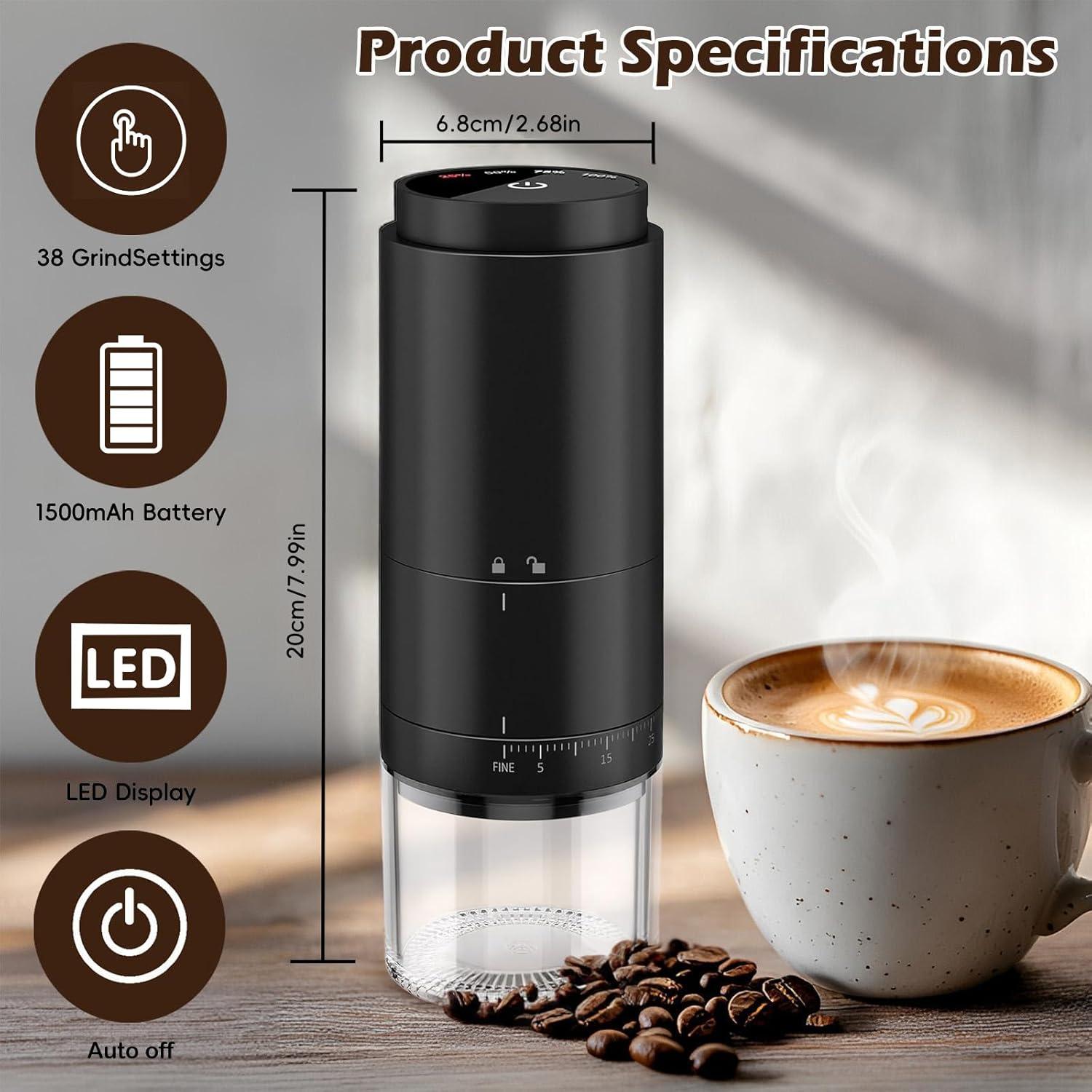 Molino de café eléctrico portátil OUUTIIOL 25g 38 configuraciones
