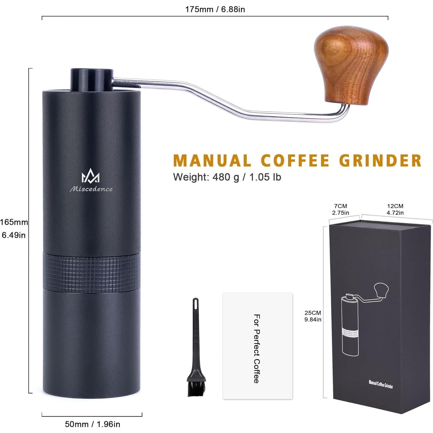 Molino de Café Manual Miscedence M-KCG Acero Inoxidable 0.71kg
