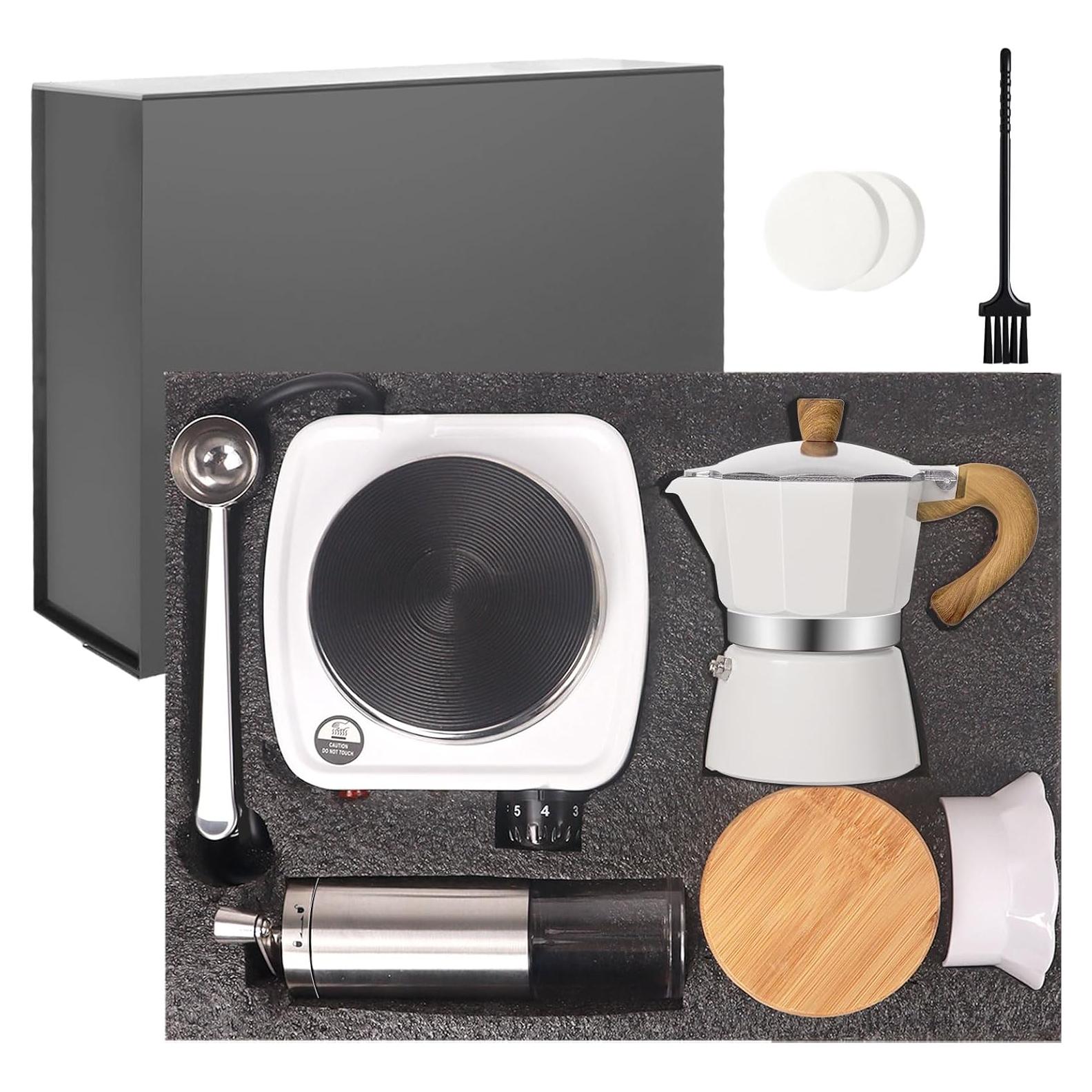 Juego de Moka Pot 7 en 1 Vaolvpant 150ml Portátil