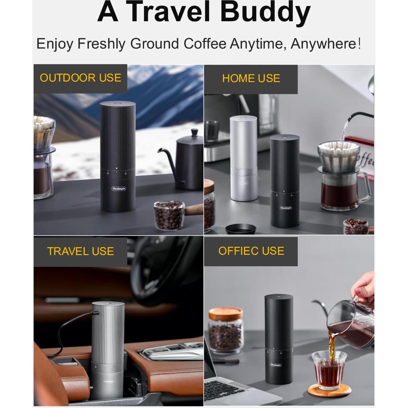 Molinillo de Café Eléctrico Viesimple V6 Pro Portátil 4400mAh