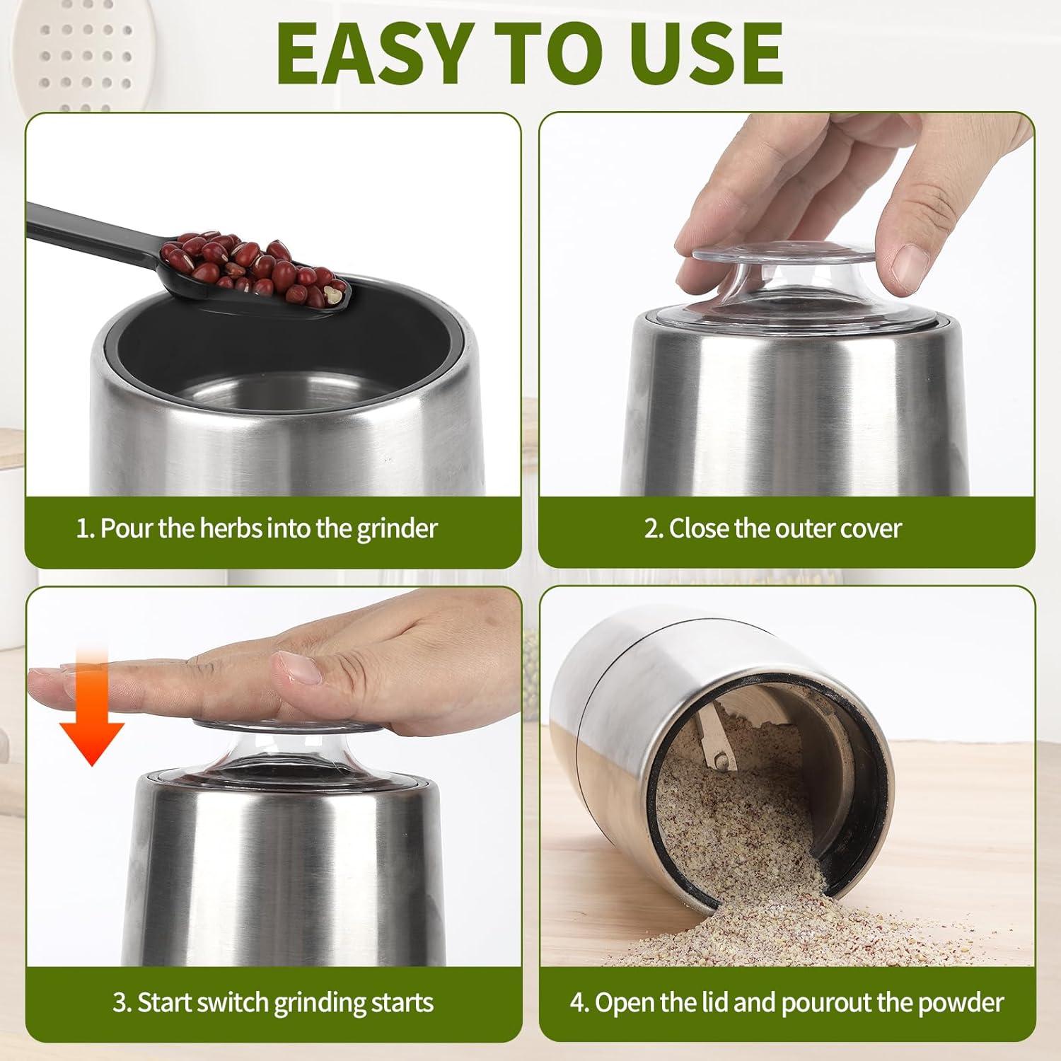 Molino eléctrico de especias y café Perfekitsup 200W acero inoxidable