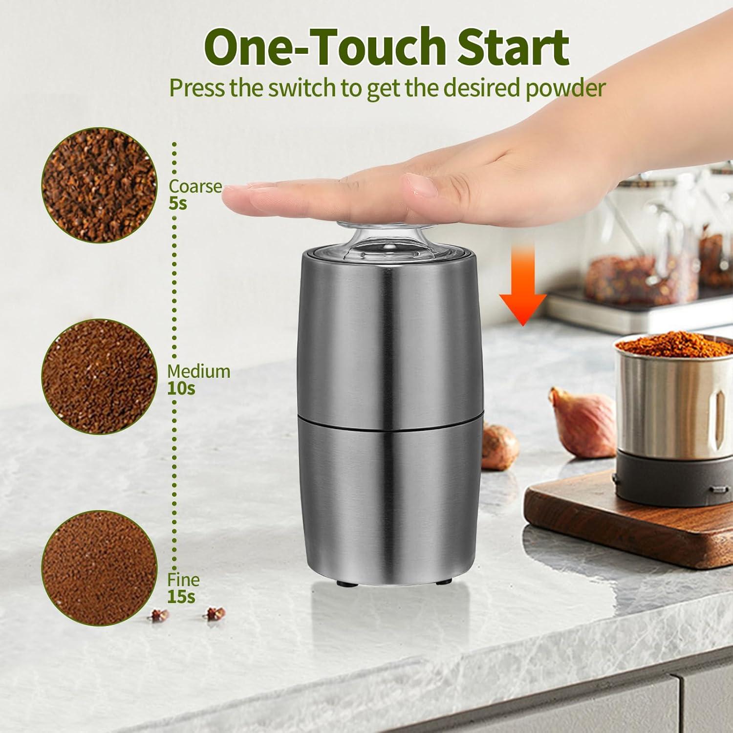 Molino eléctrico de especias y café Perfekitsup 200W acero inoxidable