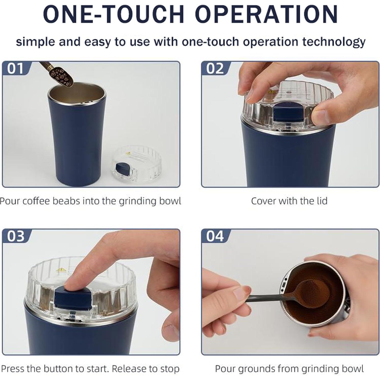 Molino de café eléctrico Undoria 300W acero inoxidable 250ml