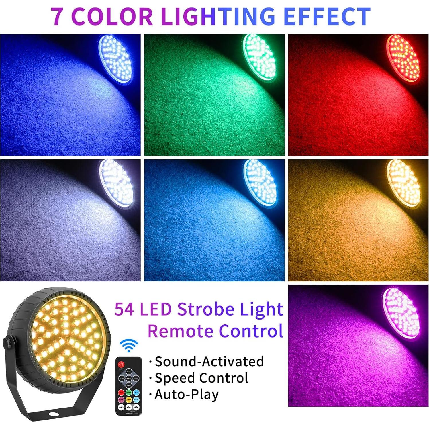 Luz Estroboscópica Telbum 54 LEDs RGB Control Remoto 15cm