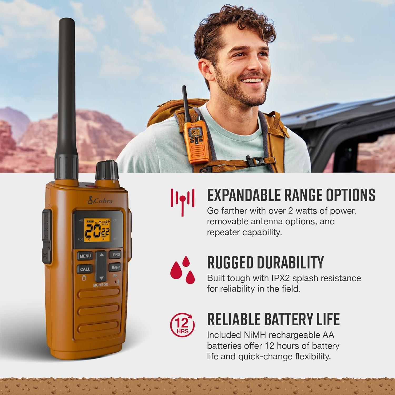 Walkie Talkies Cobra TrailBlazer 250 - 2 Unidades, 2.5W, NOAA