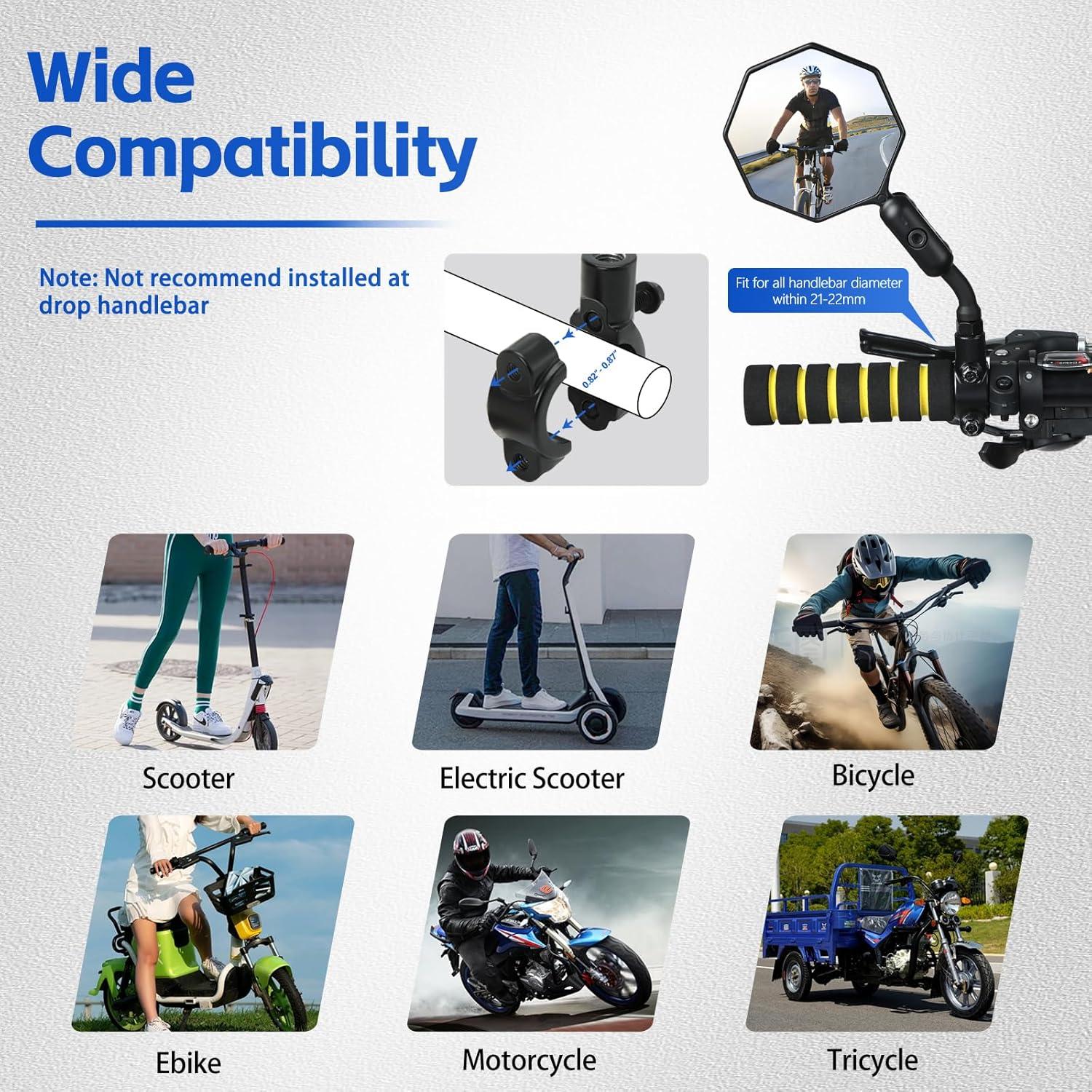 Espejo Retrovisor de Bicicleta SHEJISI MR202B-1 Ajustable 360°