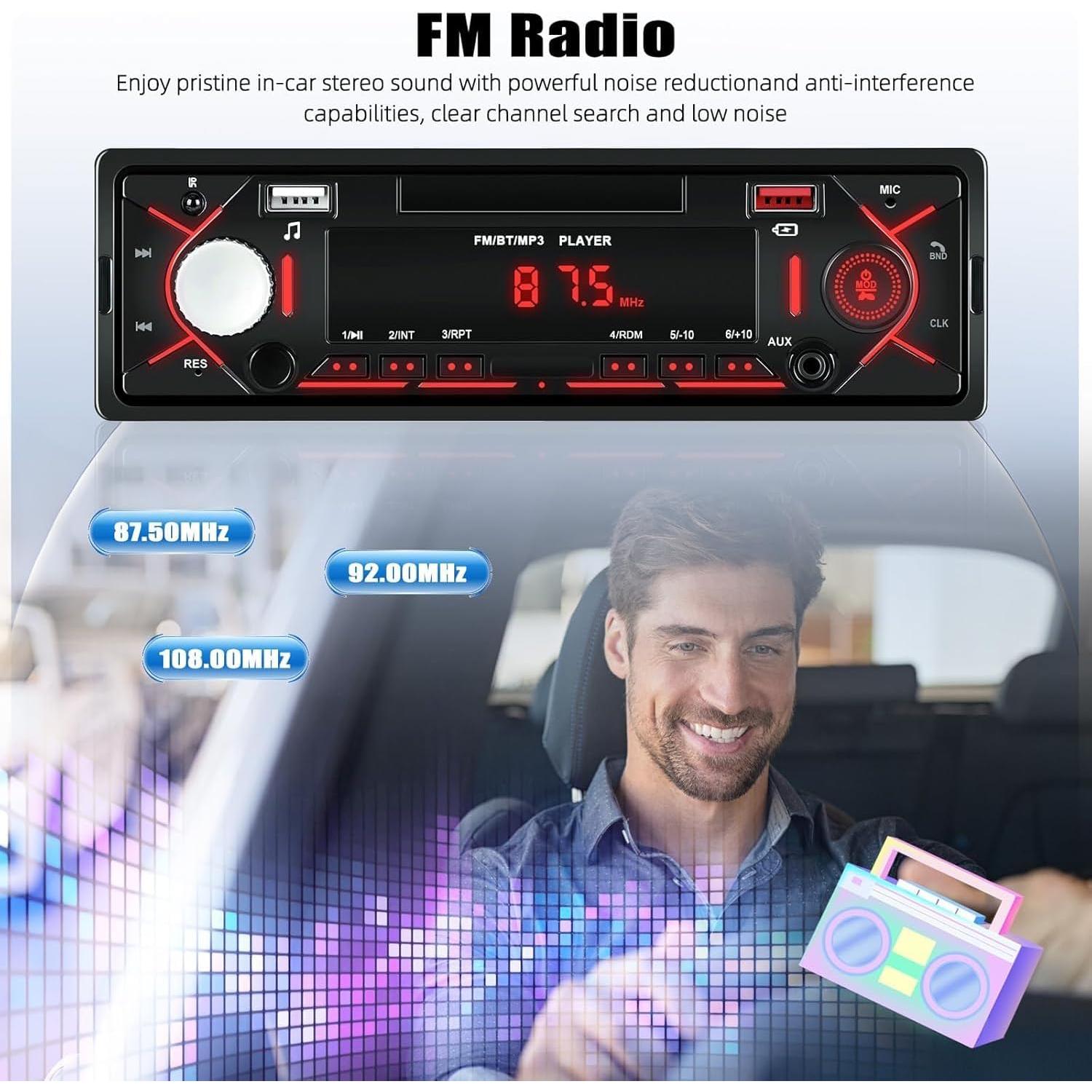 Estéreo de Coche Bluetooth CAMECHO 1 Din FM USB MP3