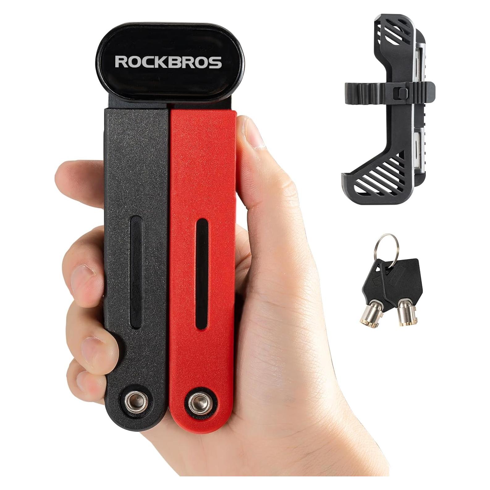 Candado Plegable para Bicicleta ROCKBROS 120cm Rojo con 2 Llaves
