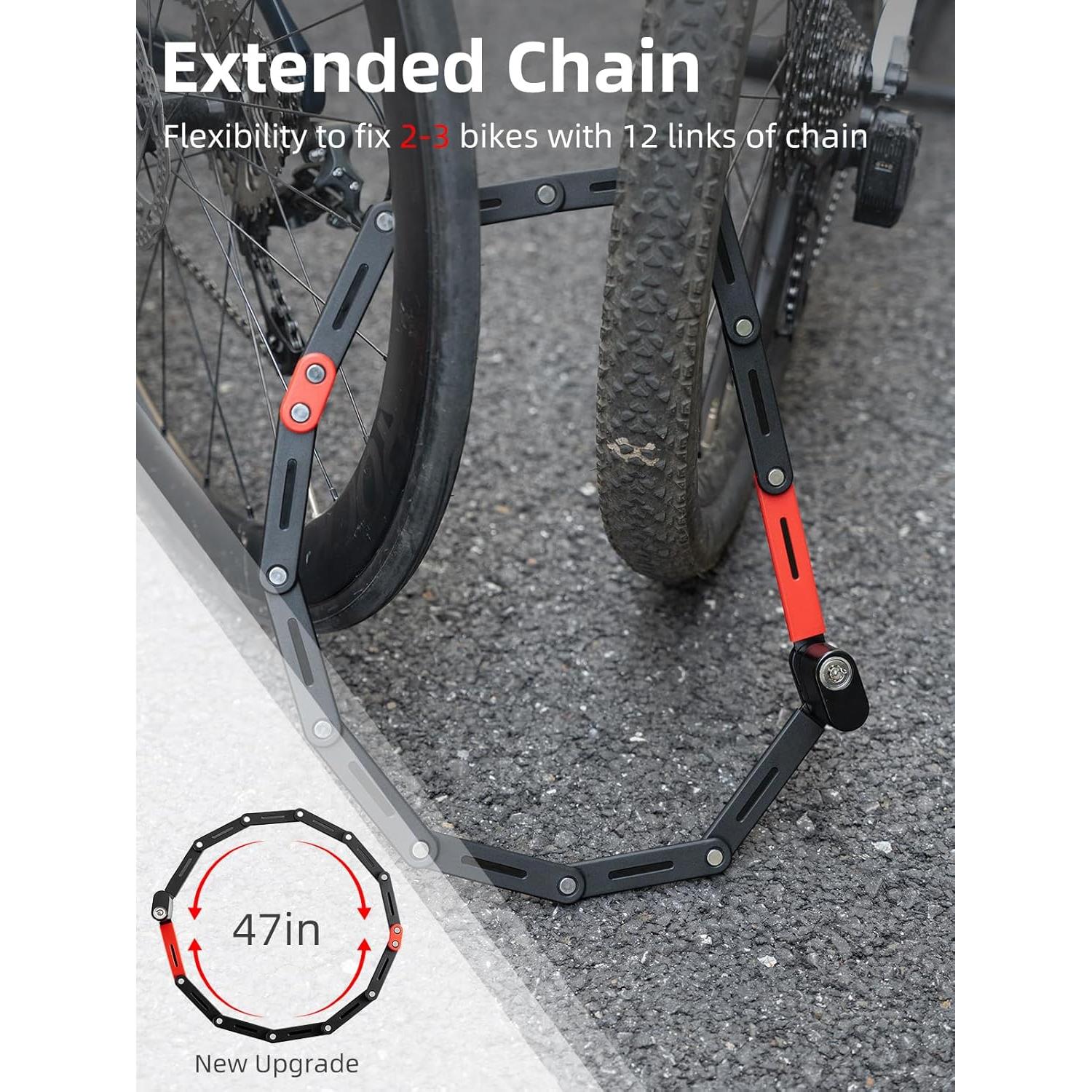 Candado Plegable para Bicicleta ROCKBROS 120cm Rojo con 2 Llaves