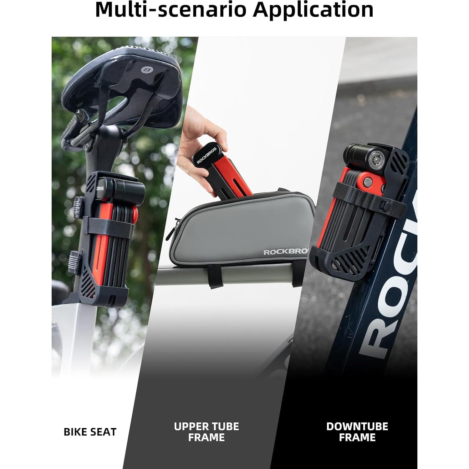 Candado Plegable para Bicicleta ROCKBROS 120cm Rojo con 2 Llaves