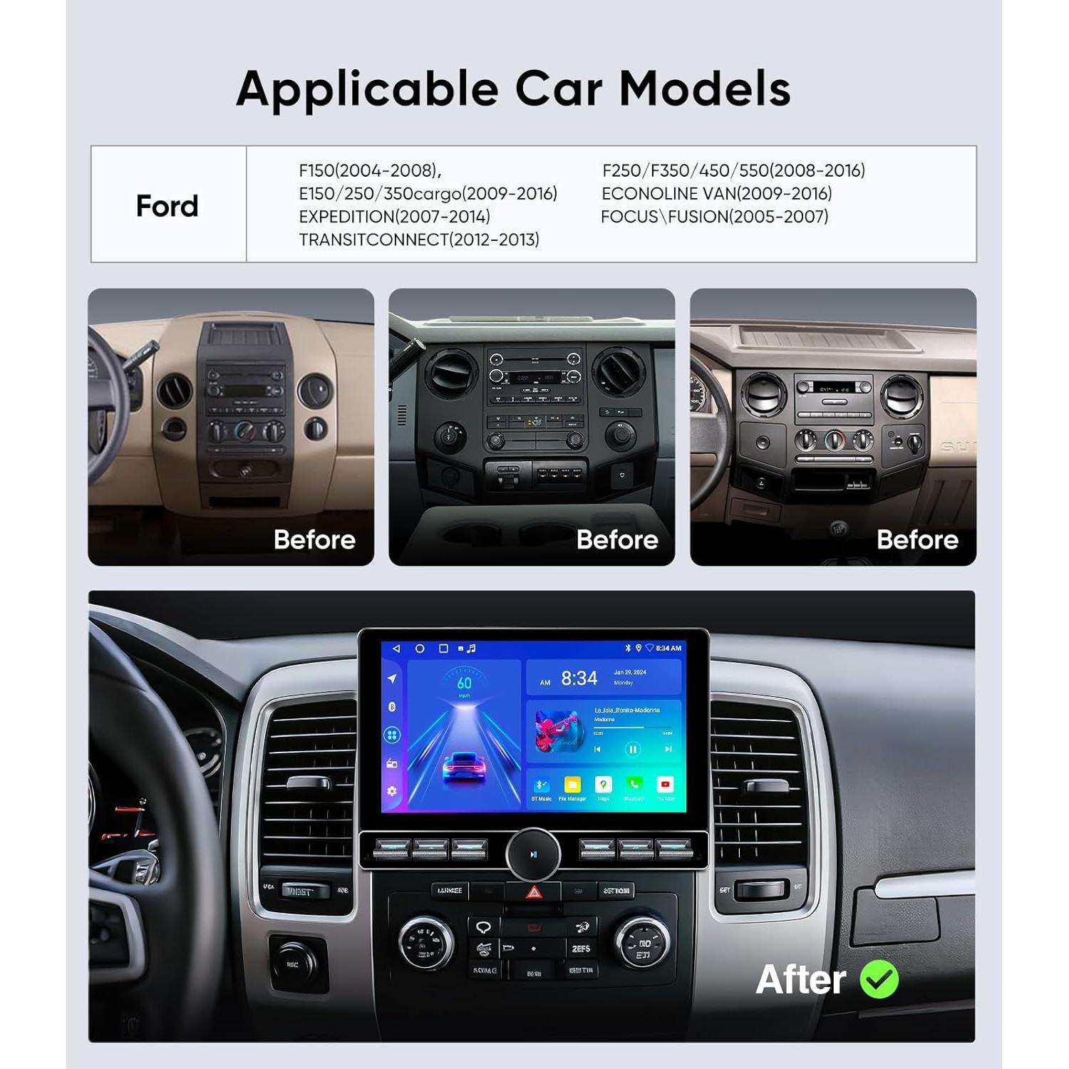 Estéreo de Coche AINAVITO para Ford F150 2004-2008, 10" QLED