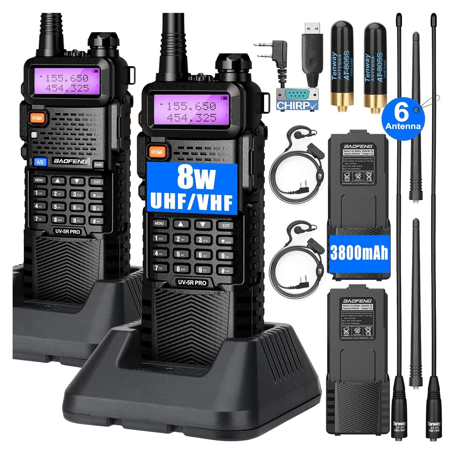 Walkie Talkie Baofeng UV-5R Pro 8W VHF UHF 3800mAh