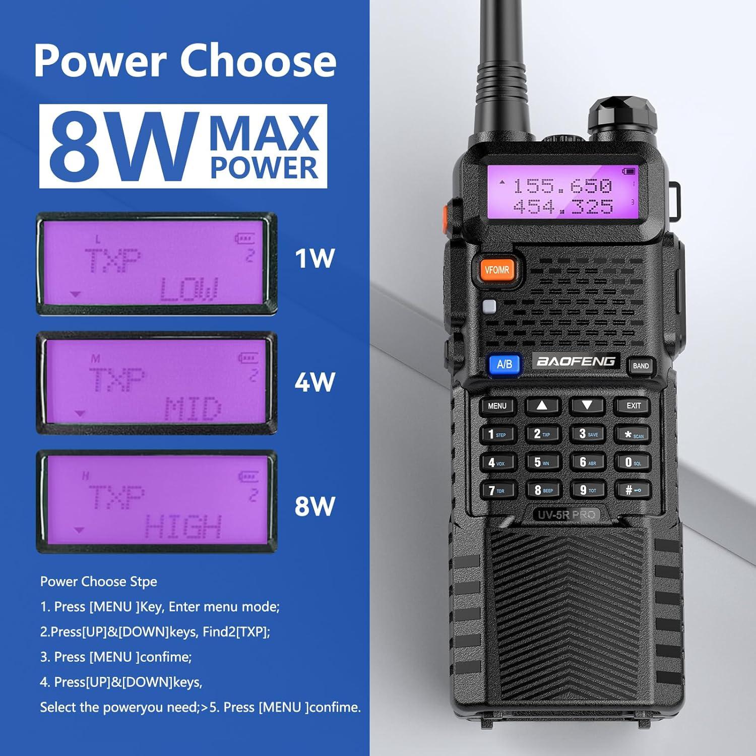 Walkie Talkie Baofeng UV-5R Pro 8W VHF UHF 3800mAh
