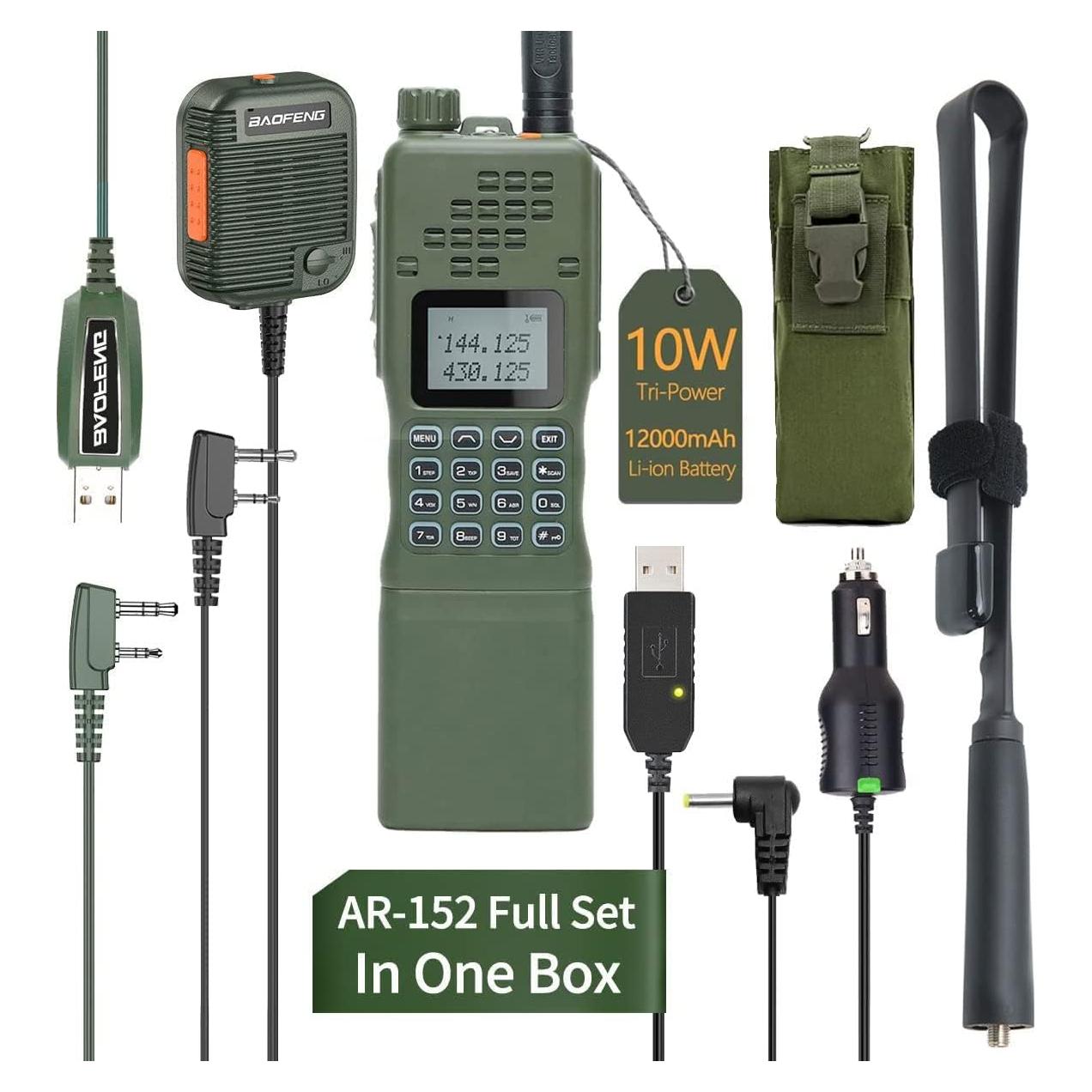 Walkie Talkie Baofeng AR-152 10W Grado Militar Verde