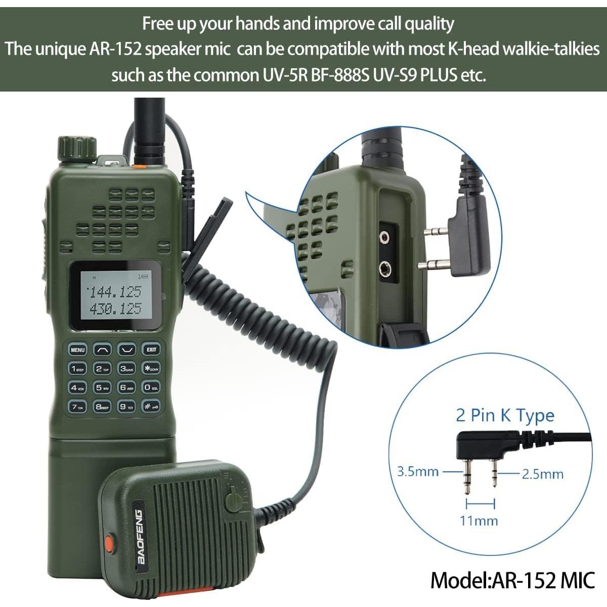 Walkie Talkie Baofeng AR-152 10W Grado Militar Verde