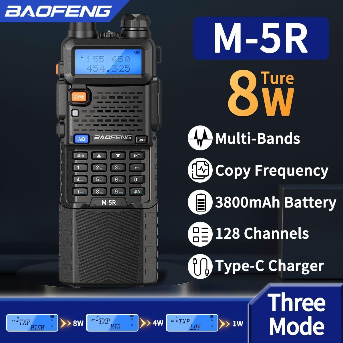 Radio de Mano BAOFENG M-5R 8W Recargable 3800mAh VHF/UHF