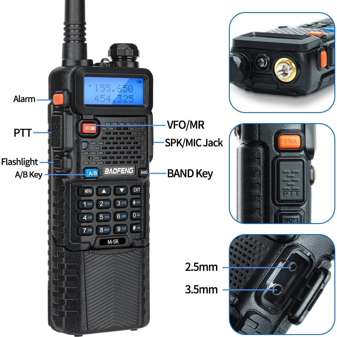 Radio de Mano BAOFENG M-5R 8W Recargable 3800mAh VHF/UHF
