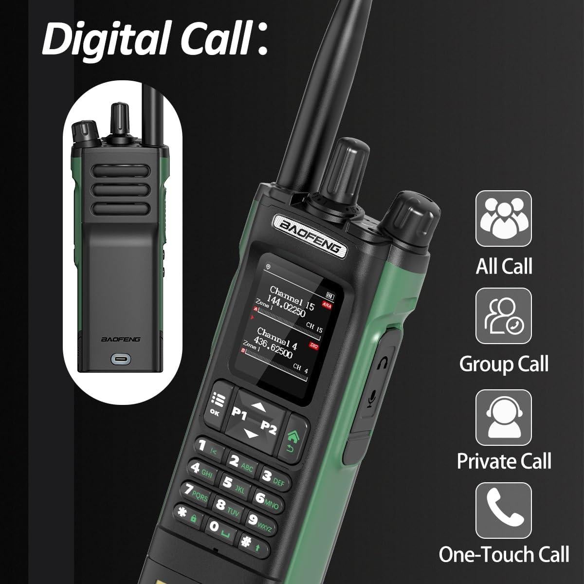 Radio DMR Portátil Baofeng DM-32UV con GPS y Batería 2500mAh