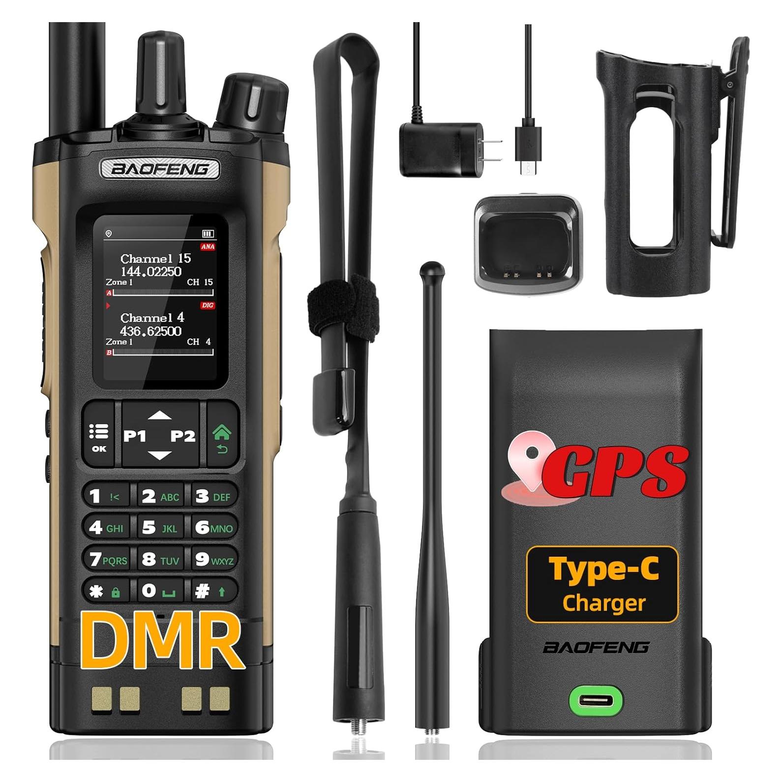 Radio de Ham Baofeng DM-32UV 10W DMR Recargable GPS 2500mAh