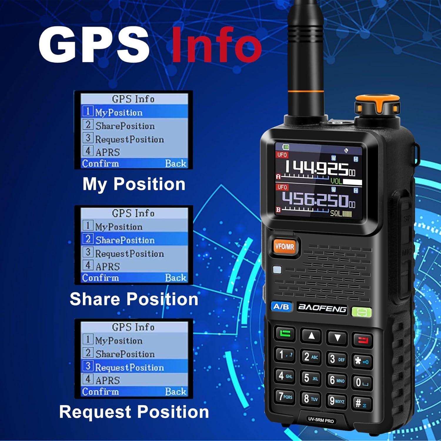 Radio de Ham BAOFENG UV-5RM PRO GPS 10W con 2 Baterías