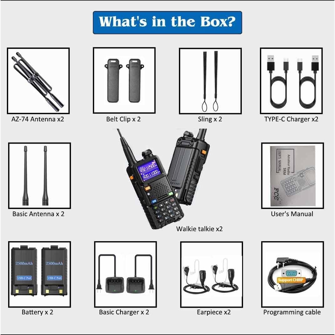 Walkie Talkie BAOFENG UV-5RM 10W con Receptor NOAA y Batería 2500mAh
