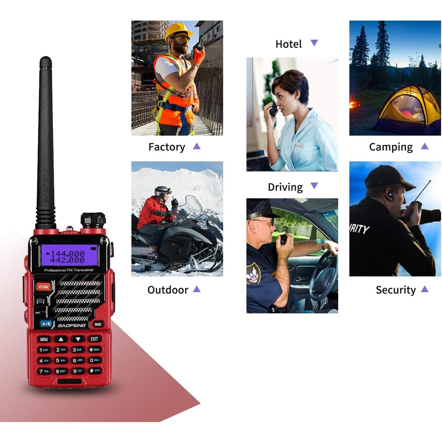 Radio Bidireccional BAOFENG UV-5R+ Plus Recargable Rojo