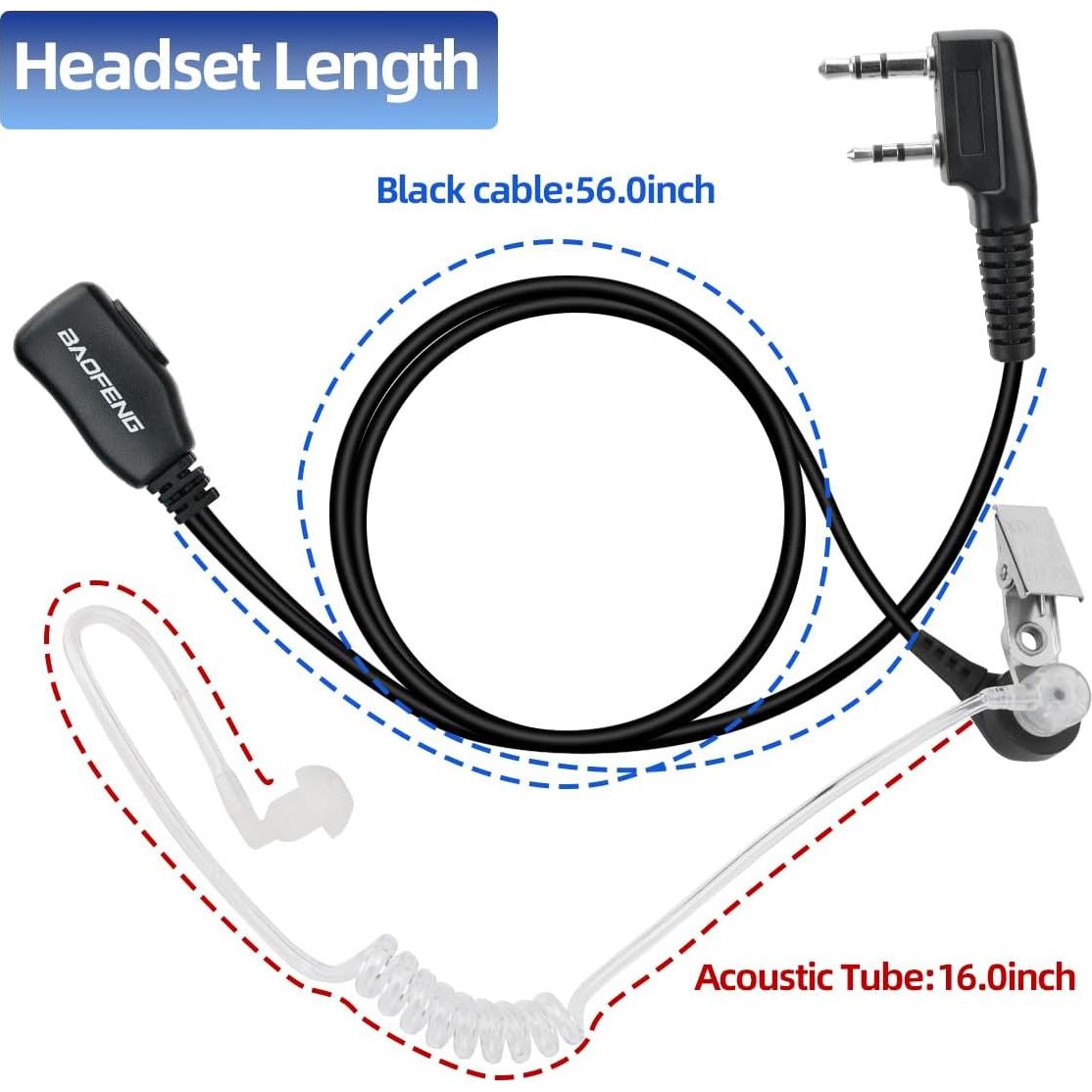 Auriculares Baofeng 2 Pin con Micrófono para Walkie Talkie