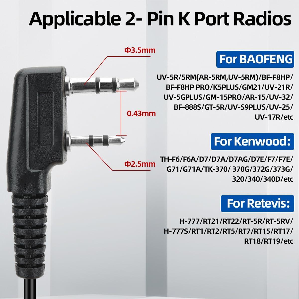 Auriculares Baofeng 2 Pin con Micrófono para Walkie Talkie