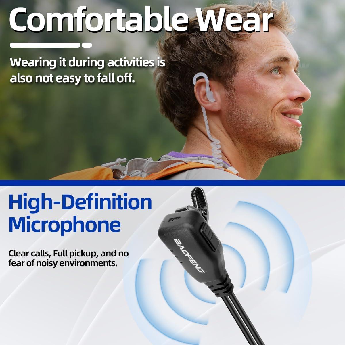 Auriculares Baofeng 2 Pin con Micrófono para Walkie Talkie