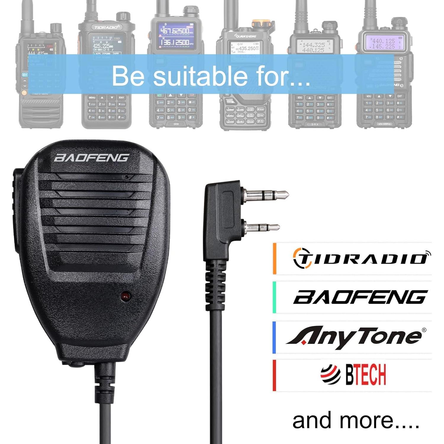 Walkie Talkies Speaker MIC for 5RM(AR-5RM), BF-F8HP PRO,UV-5R,UV-5G Plus,UV-5RH Pro,UV-32,DM-32, GM-5RH,K5 Plus, F8HP,F8TD,F8GP,UV-82(HP),888S, TD-V2,TD-777,TD-H3,H8 Baofeng Accessories