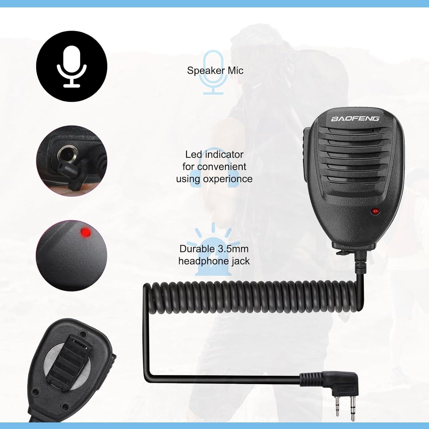 Walkie Talkies Speaker MIC for 5RM(AR-5RM), BF-F8HP PRO,UV-5R,UV-5G Plus,UV-5RH Pro,UV-32,DM-32, GM-5RH,K5 Plus, F8HP,F8TD,F8GP,UV-82(HP),888S, TD-V2,TD-777,TD-H3,H8 Baofeng Accessories