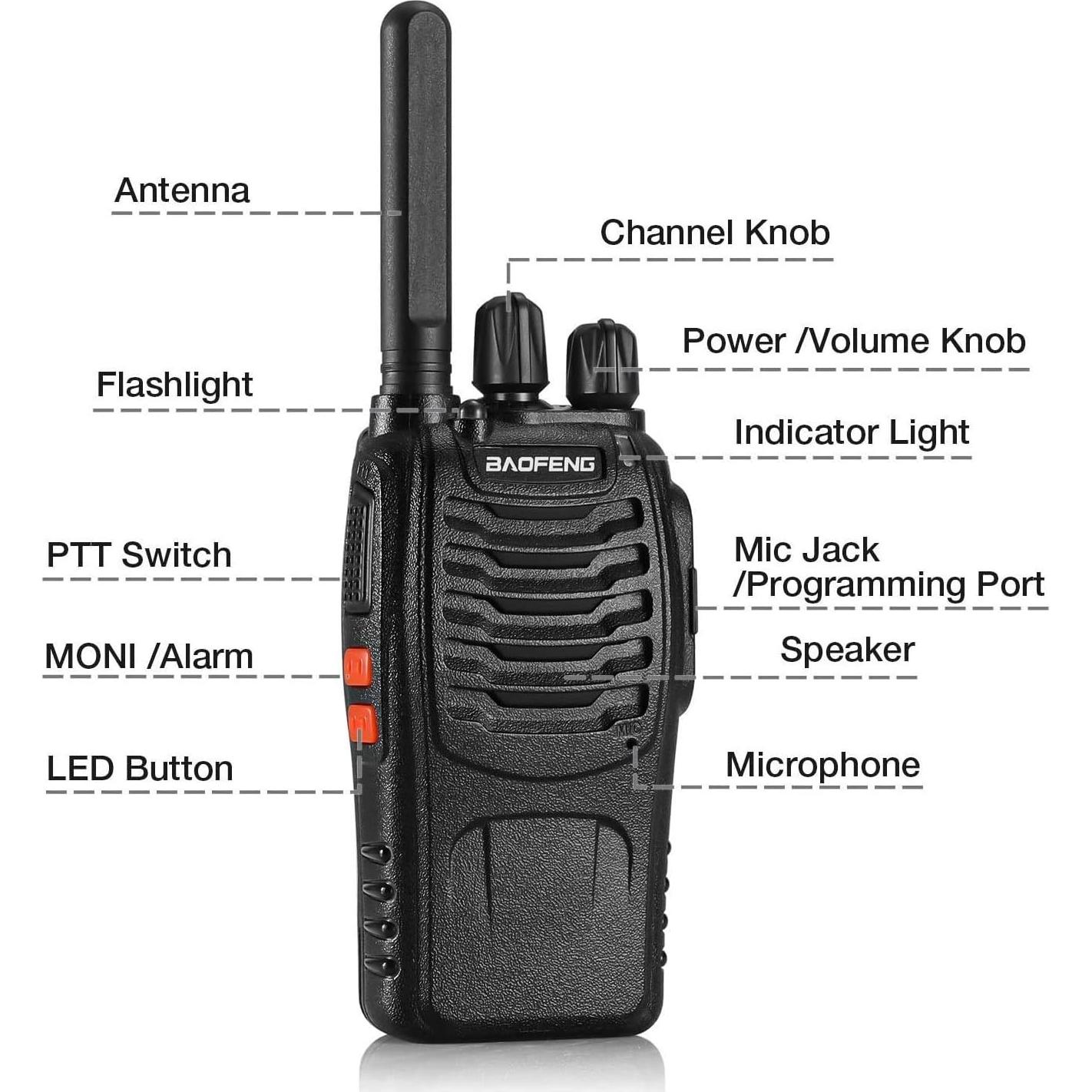 Walkie Talkies Baofeng BF-88ST - 4 Piezas, USB-C, VOX, IP54