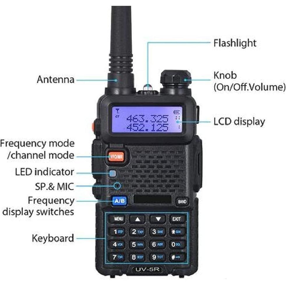 Paquete de 6 Radios de Dos Vías Baofeng UV-5R 144-148/420-450Mhz