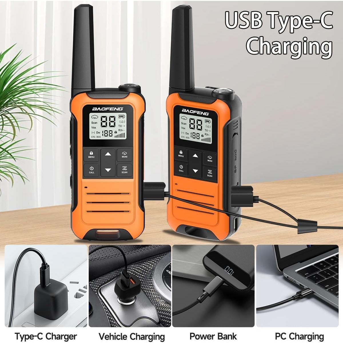 Walkie Talkies Baofeng F22 Recargables 4 Unidades 1400mAh