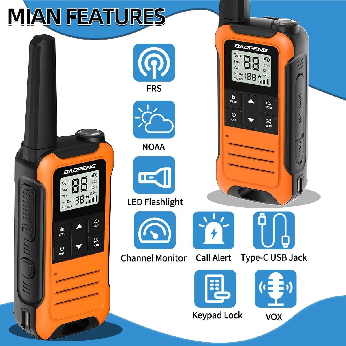 Walkie Talkies Baofeng F22 Recargables 4 Unidades 1400mAh