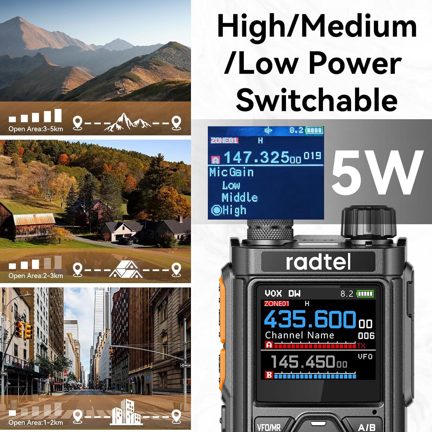Radio Portátil Radtel RT-910B 5W Multi-Banda 960 Canales