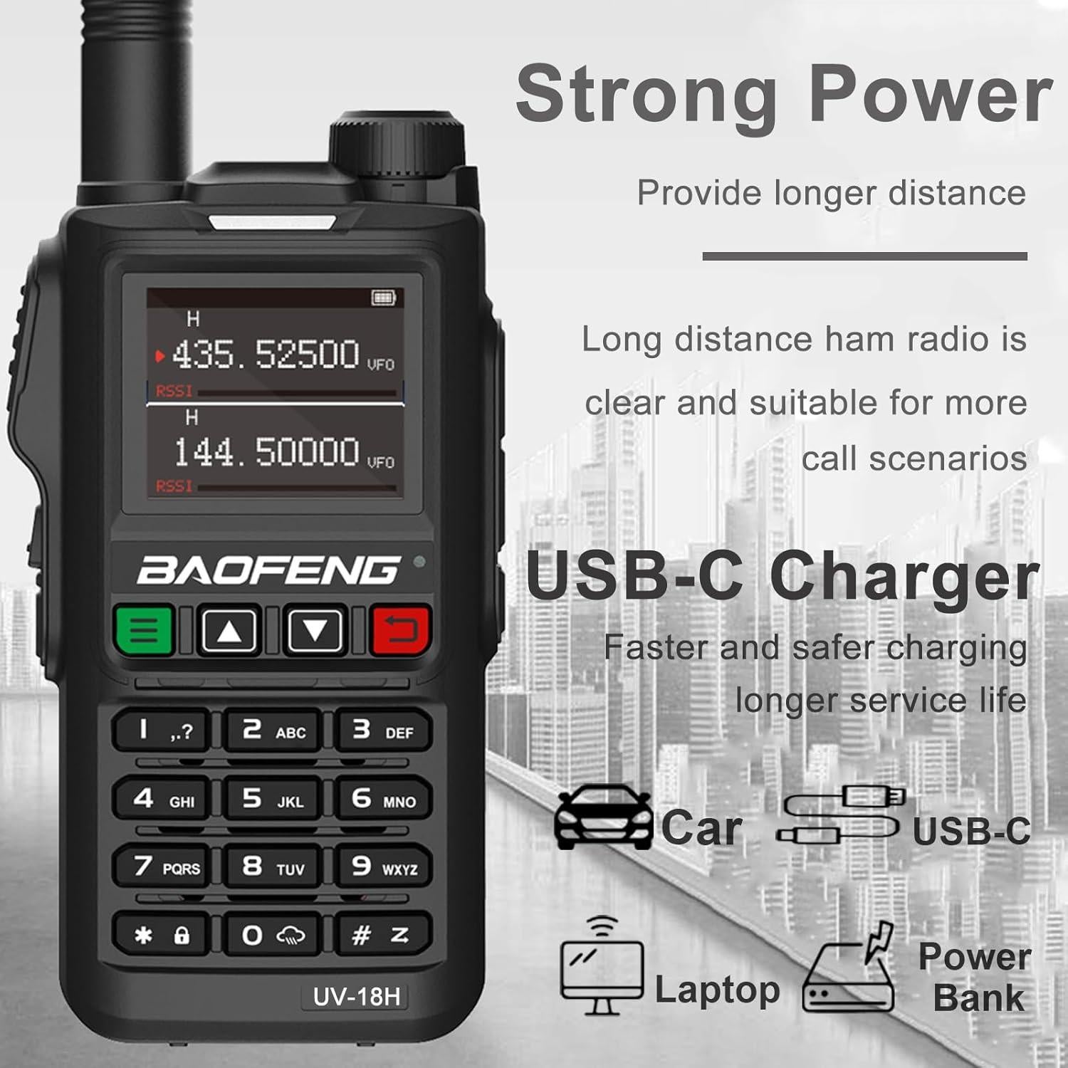 Radio BAOFENG UV-18H 5W GPS USB-C Walkie Talkie 730g