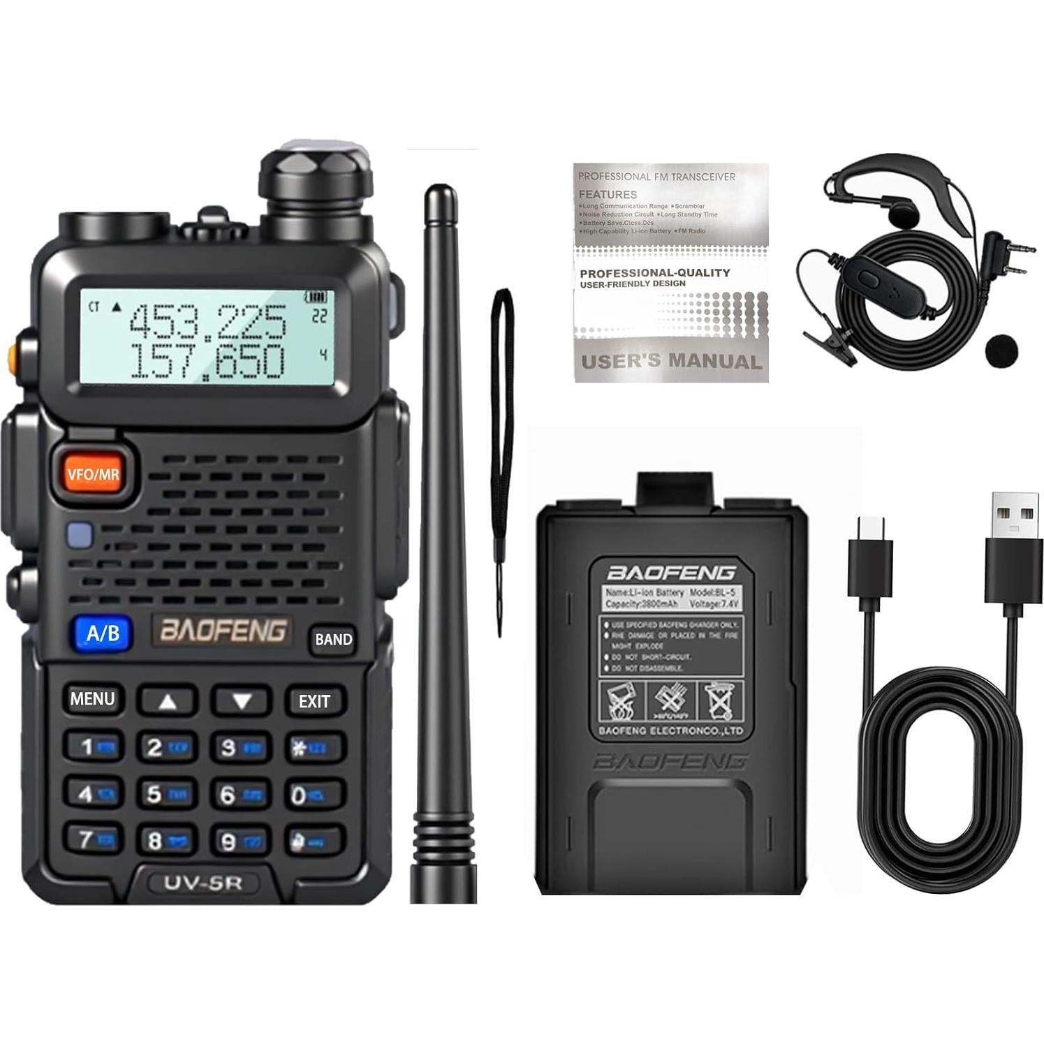 Radio Bidireccional Baofeng UV-5R Inalámbrica Bluetooth 128 Canales