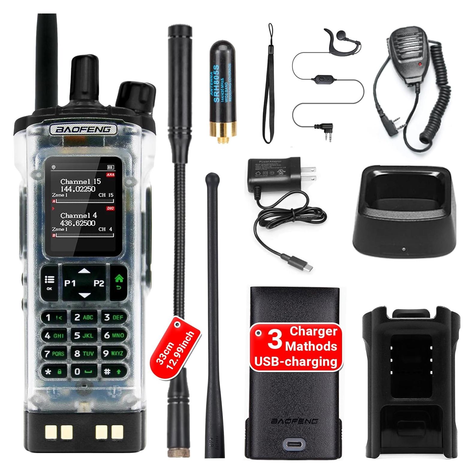 Walkie Talkie Digital Baofeng DM-32 10W GPS Transparente