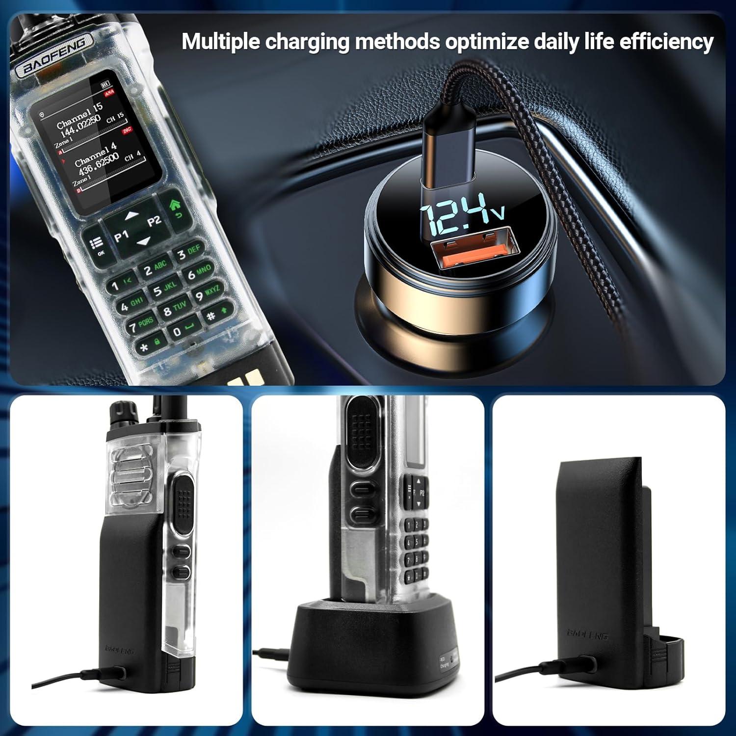 Walkie Talkie Digital Baofeng DM-32 10W GPS Transparente