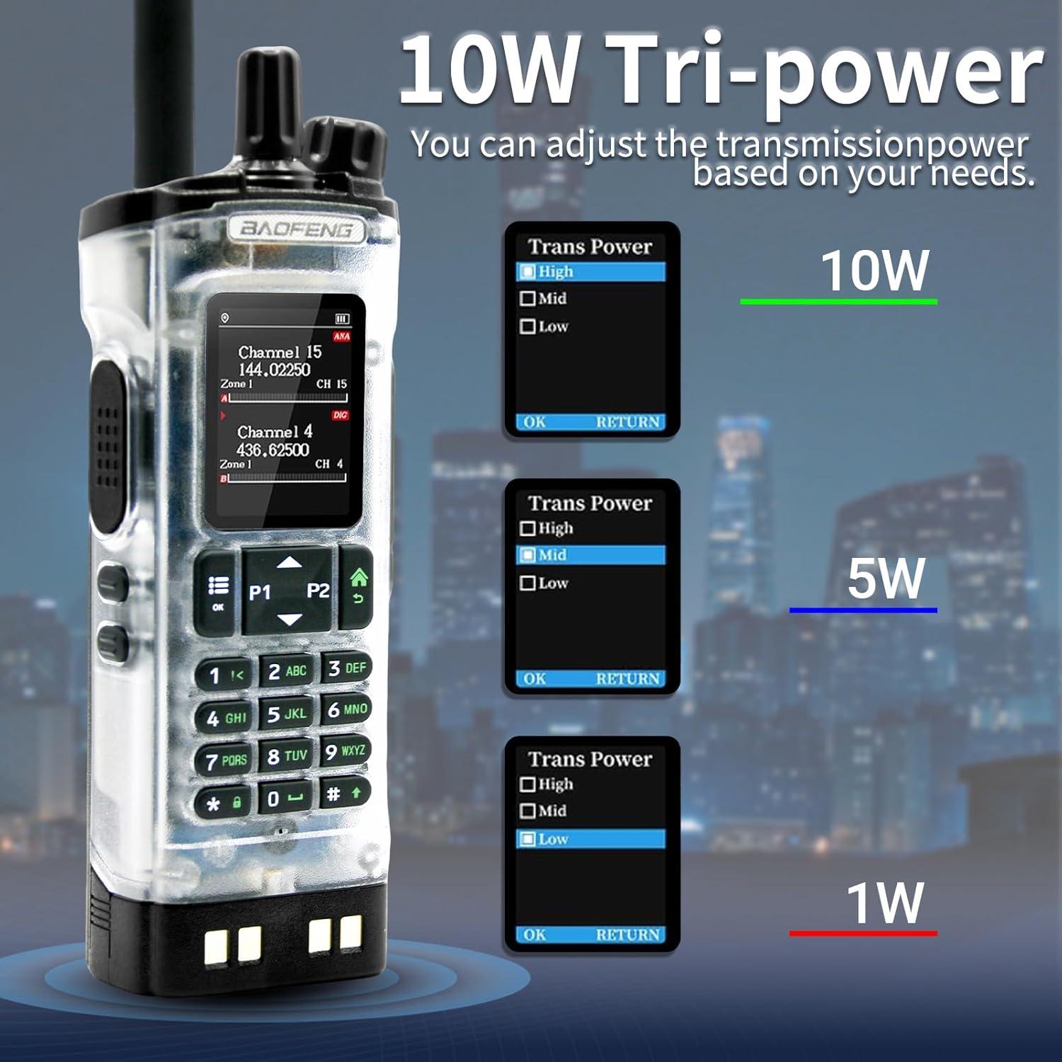 Walkie Talkie Digital Baofeng DM-32 10W GPS Transparente