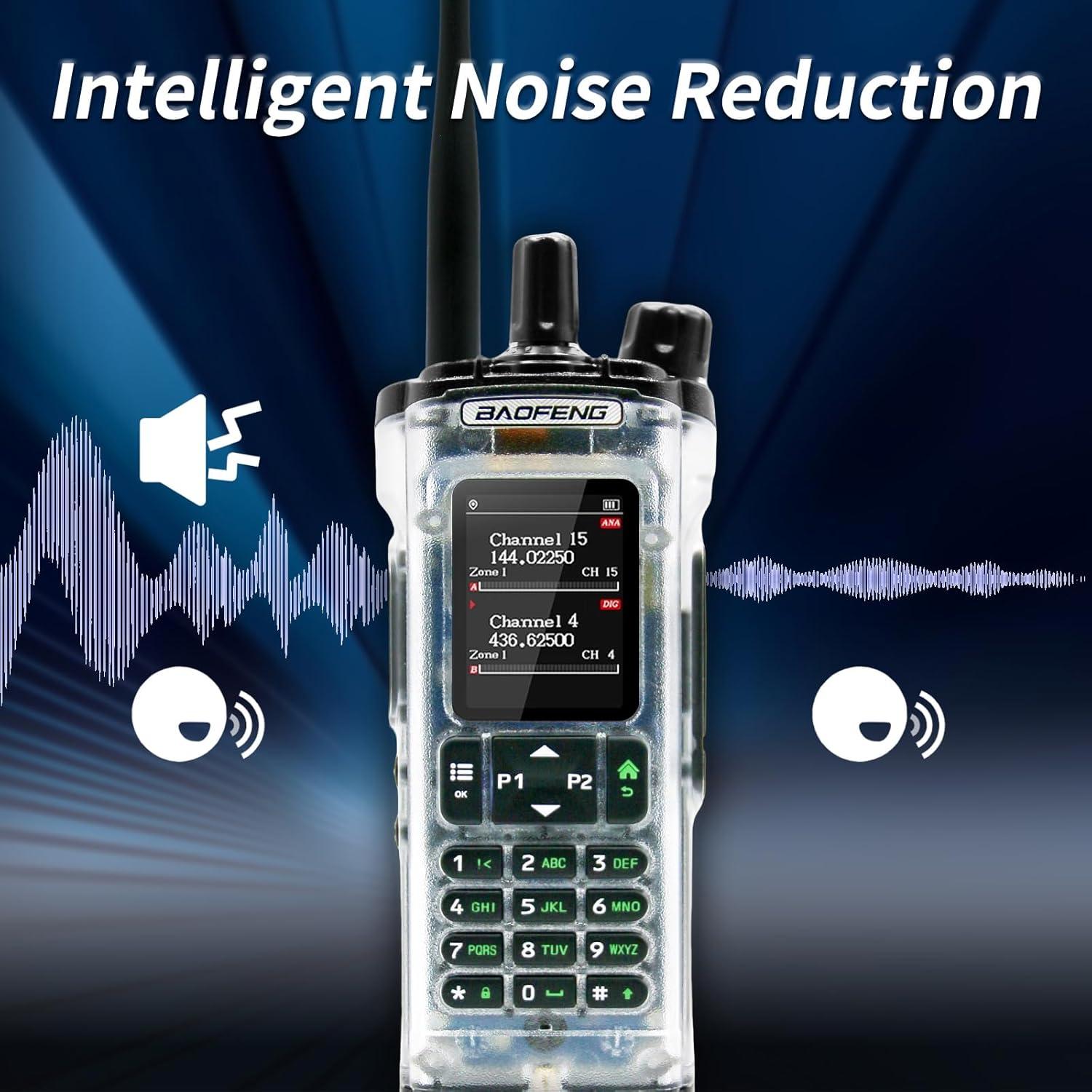 Walkie Talkie Digital Baofeng DM-32 10W GPS Transparente