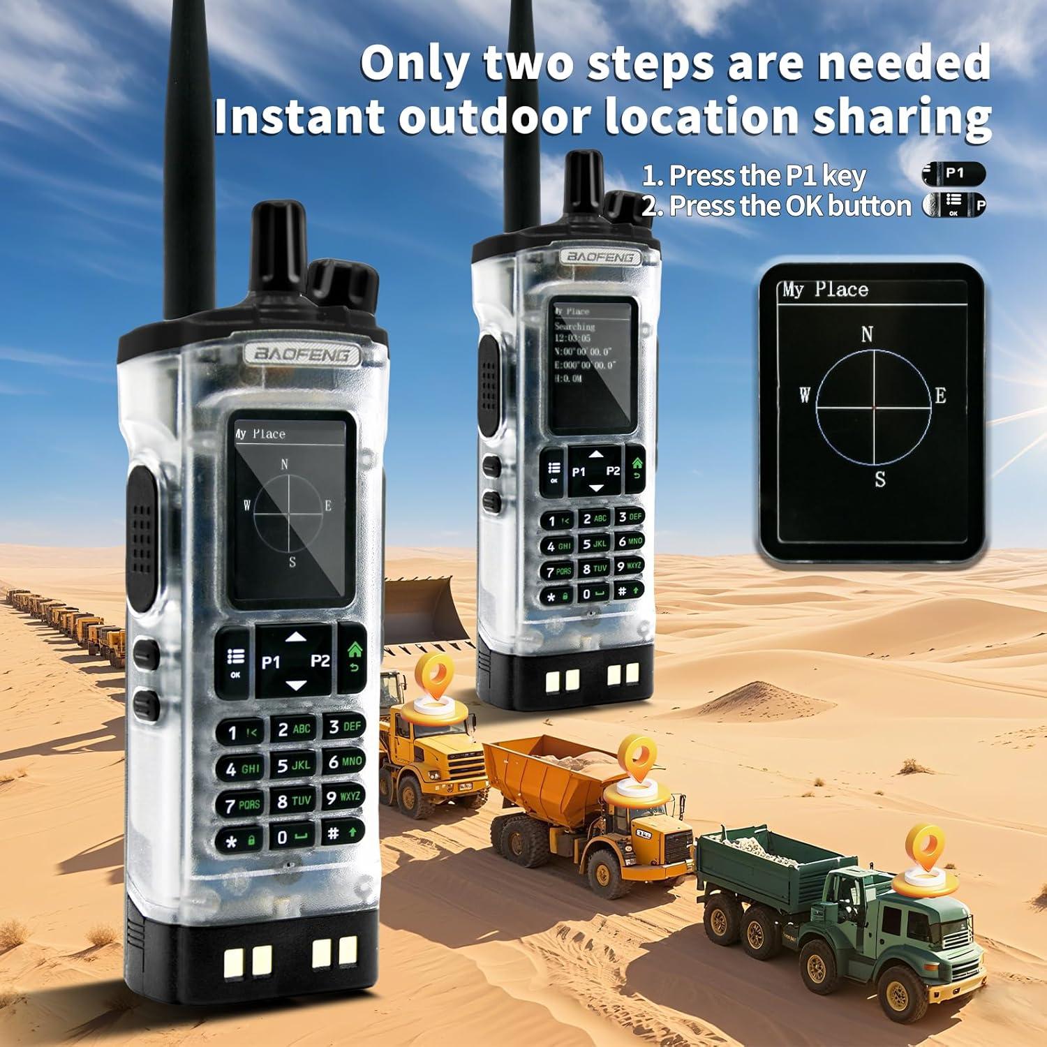 Walkie Talkie Digital Baofeng DM-32 10W GPS Transparente