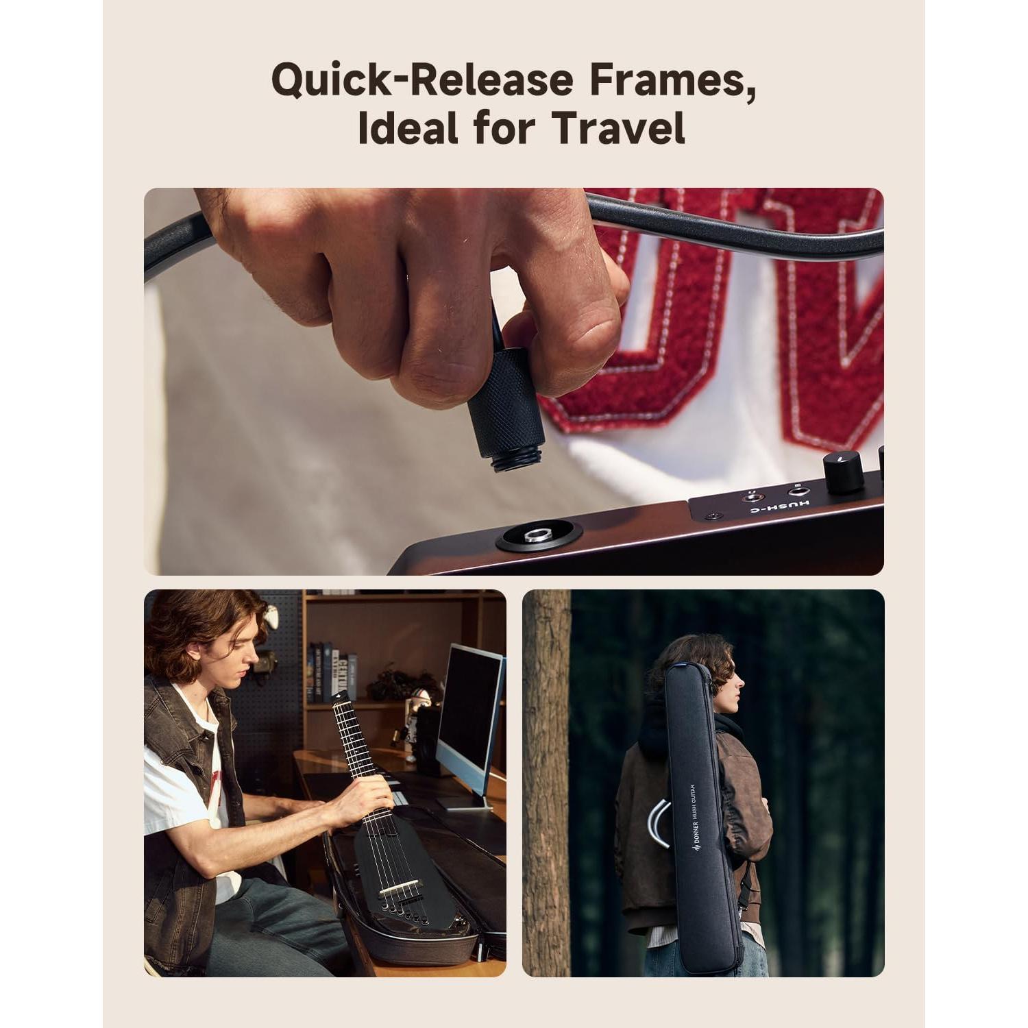 Guitarra Clásica Eléctrica Donner HUSH C Nylon 6 Cuerdas - Negro